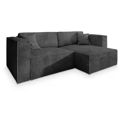 ECKSOFA NERIO P Graphitfarben Kordstoff mit Schlaffunktion