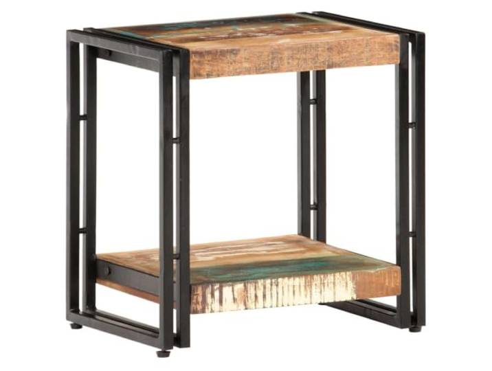 HKLGBVCR Beistelltisch, Massivholz, 40 x 30 x 40 cm Industriestil, Aufbewahrungsregal, Sofatisch oder Nachttisch, Unikat