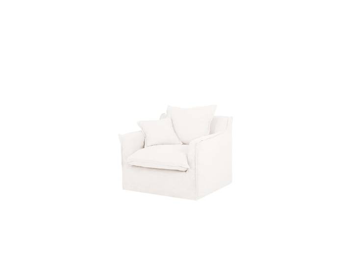 Fauteuil en coton et lin déhoussable blanc 100x90cm
