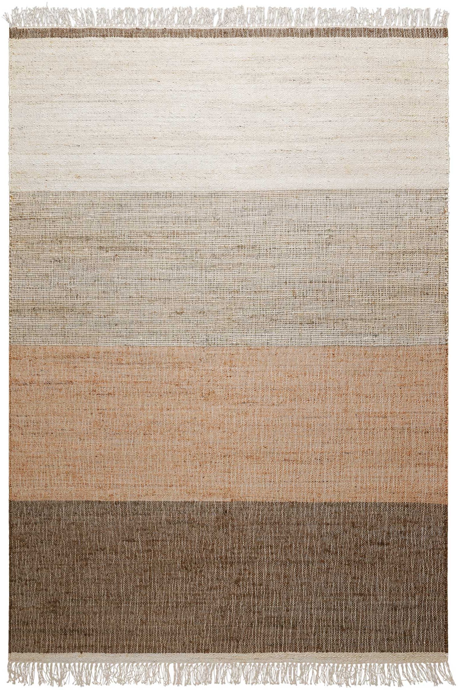 Teppich GREEN LOOOP "Vito GL-82305", braun (braun beige,braun beige), B:130cm H:4mm L:190cm, Jute, Teppiche, Teppich, Naturfaser Teppich aus 80% Jute 20% Baumwolle, mit Fransen, Wohnzimmer braun beige,braun beige B : 130cm 1 Stk., 4mm, L: 190cm