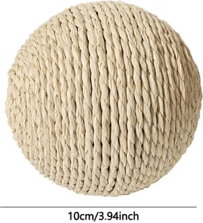Inspire Picks Interactive Sisal Cat Scratching Ball Toy For Kittens & Indoor Cats off White