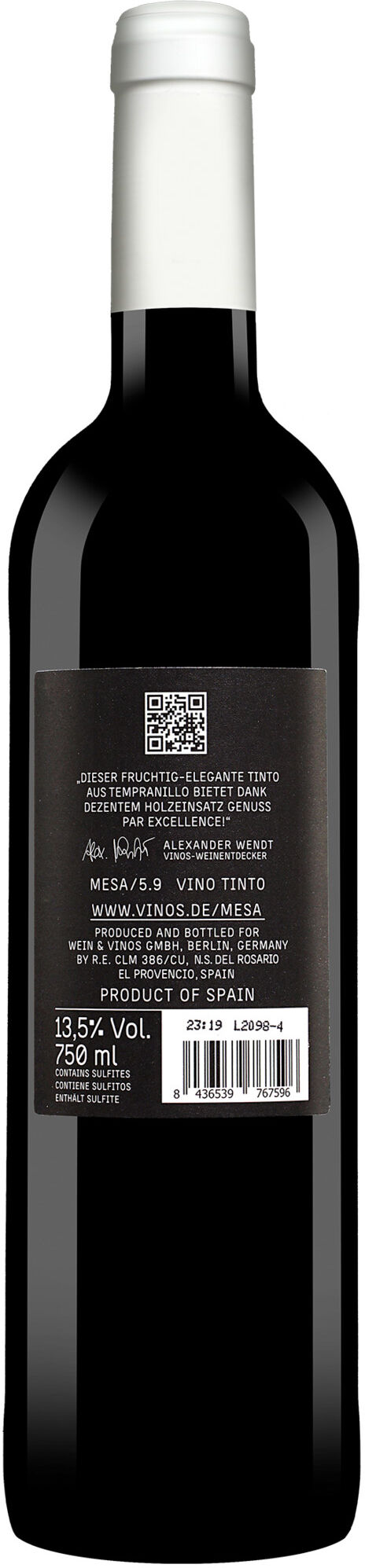 MESA/5.9 Tinto 13.5% Vol. Rotwein Trocken aus Spanien