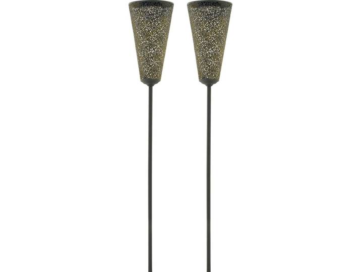 Gartenleuchte LUXFORM Luxform Solar Torch Leeds, set of 2 , schwarz, B:10,5cm H:27cm L:10,5cm, Leuchten, Gartenleuchte, LED-Fackellampe, Solarenergie, warmweiß, aus Metall, IP45