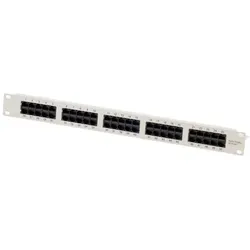 Helos CAT 3 ISDN-Patchpanel, 50-Port RJ45-Buchsen 8(4) ungeschirmt (Patchfeld, ungeschirmt), Server Zubehör, Grau, Schwarz
