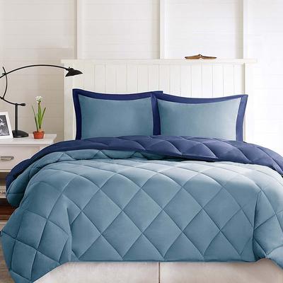 Madison Park Essentials Larkspur 3M Scotchgard Diamond Quilting Reversible Down Alternative Comforter Set
