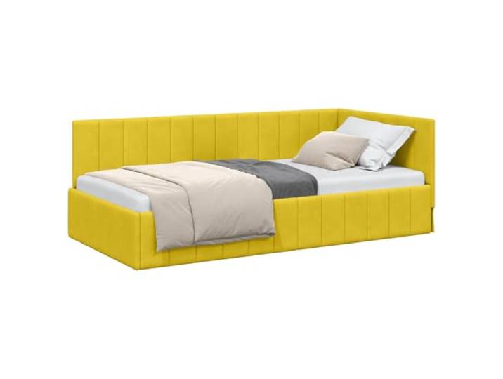 PUGYNBK Eck-Bettgestell, Gelb, 90 x 190 cm Sperrholz und Massivholz, flexibles Kopfteil, doppelte Verwendung für Bett, Sofa, einfache Reinigung