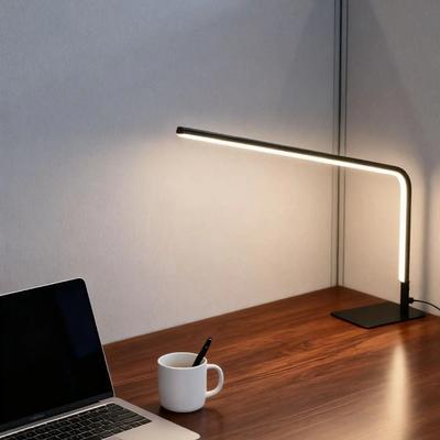 Uplifted Finds Modern Minimalist Line LED Desk Lamp Tri Color Eye Protection Reading Light For Bedroom USBs black