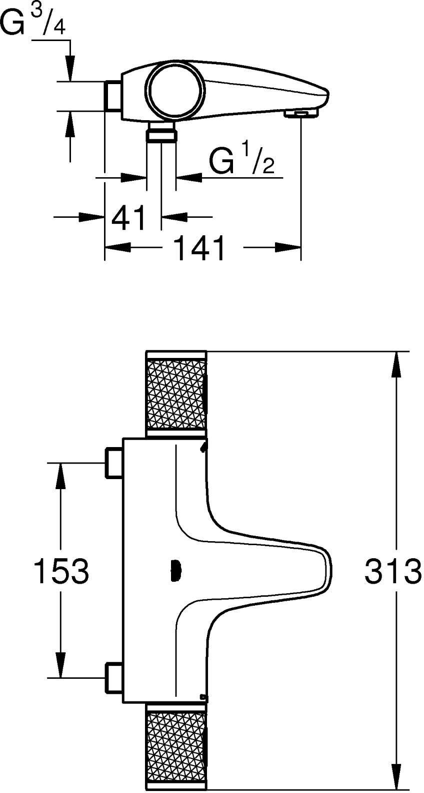 Badarmatur GROHE "Precision", silber (silberfarben), Armaturen, Badarmatur silberfarben Einheitsgröße