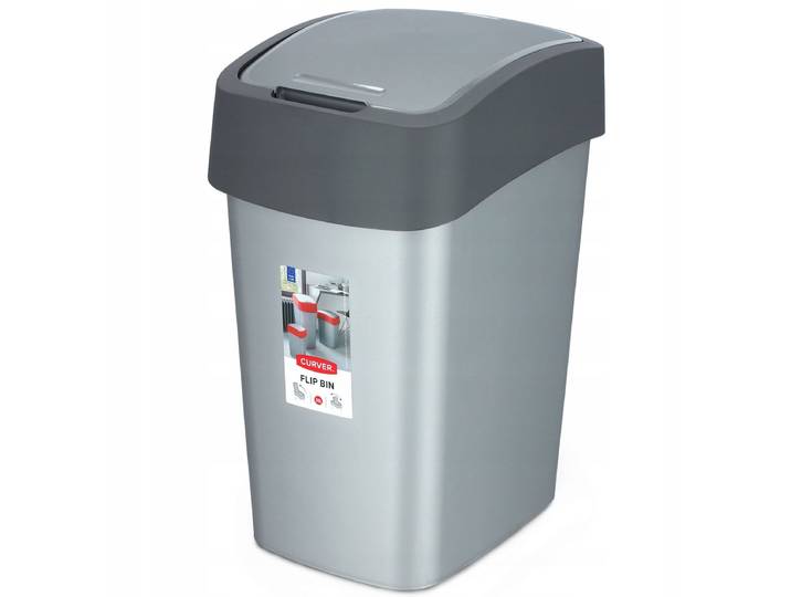 Curver Flip Bin Afvalbak - 25L – Zilver/Antraciet