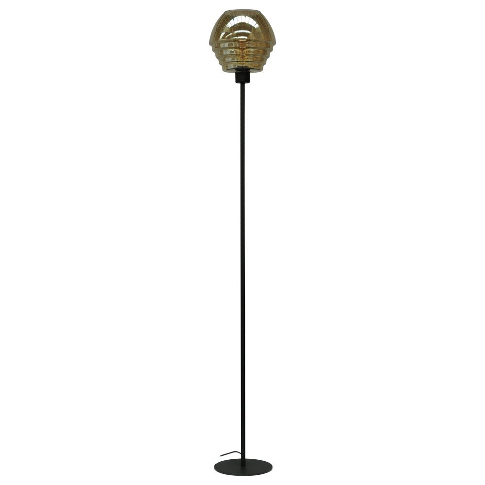 Masterlight Quinto Smoke Vloerlamp met gestreept glas in zwart