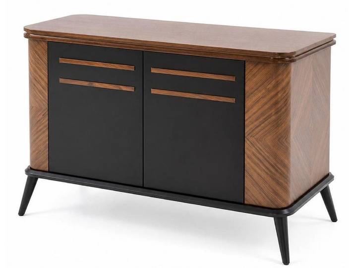JVmoebel Sideboard Holz Sideboard Geometrischem Rautenmuster Mattschwarzen (1 St., 1-tlg)