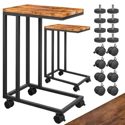 CASARIA® 2x Beistelltisch mit Rollen 50x35x70cm schwarz