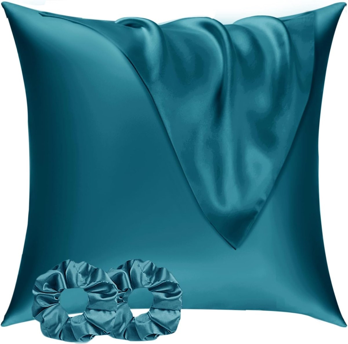 Famanu Satijnen kussenslopen set van 2, Turkoois, 80x80 cm