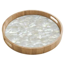 TABLETT Perlglanz - Weiß - Muschel Servierplatte 40x40 cm