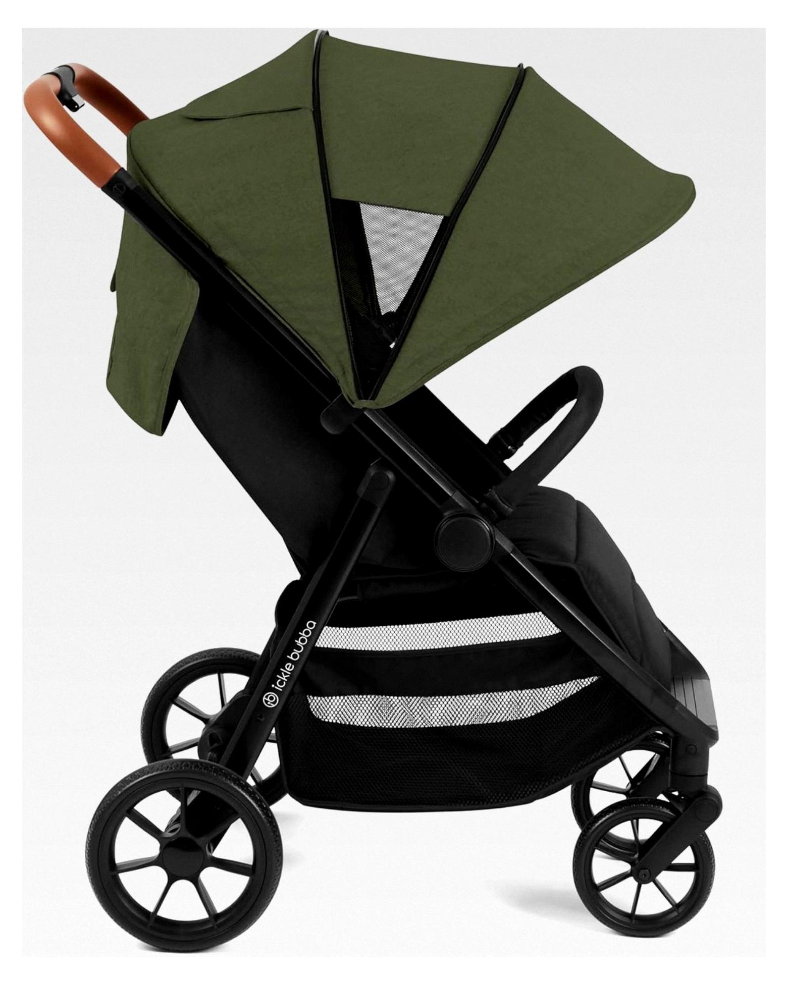 Stomp Stride Max Kinderwagen (Woodland) - Geeignet von Geburt bis 22 kg, extra großer Sitz, Multi-Terrain EVA-Räder, UPF 50+ Kapuze, Regenschutz, Fußwärmer und Becherhalter
