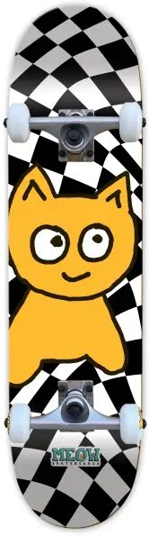 Meow Skateboards Complete Skateboard Meow Big Cat Checker Twist (7.75" - Black)  - Black;White - Size: 7.75"