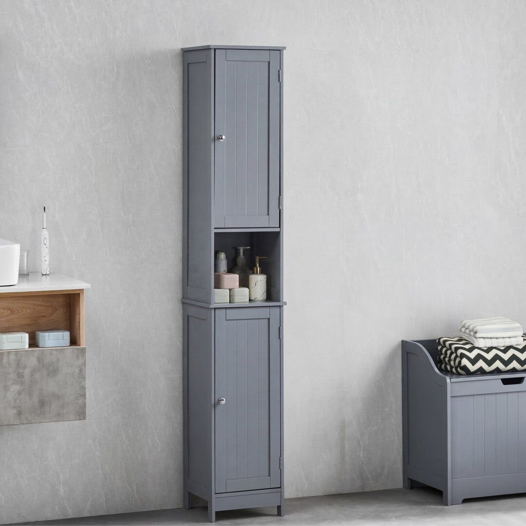Lark Manor Kelly Freestanding Linen Cabinet Grey 170cm H X 32cm W X 30cm D