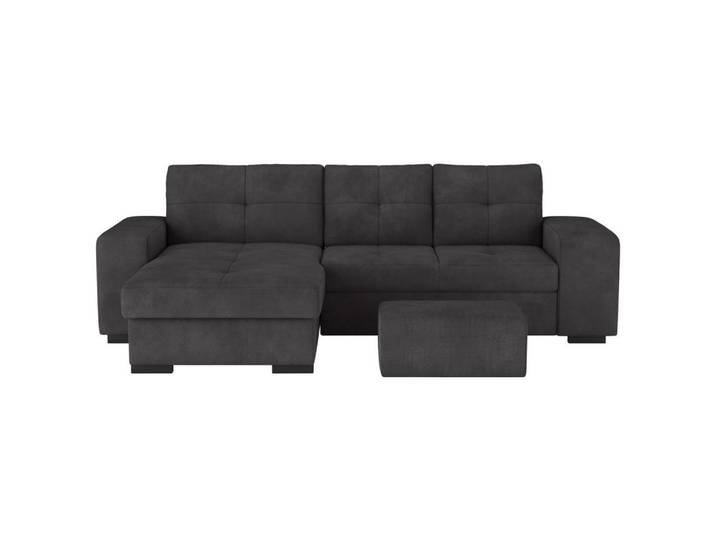Mid.you Eckschlafsofa, Schwarz, Kunststoff, 268x156 cm, Wohnzimmer, Sofas & Couches, Schlafsofas, Schlafsofas mit Bettkasten