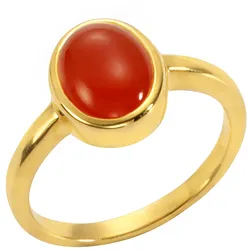 Jamelli Ring Silber 925 vergoldet mit echtem Carneol 9x7mm