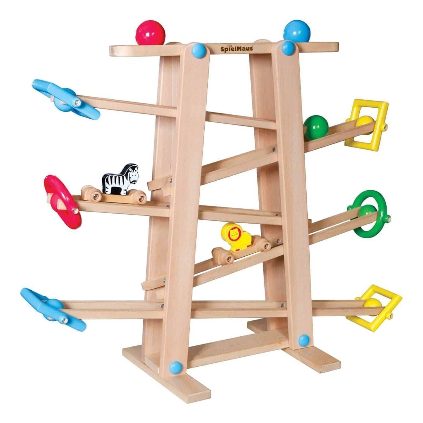 SpielMaus Holz Kugelbahn mit Rollelementen
