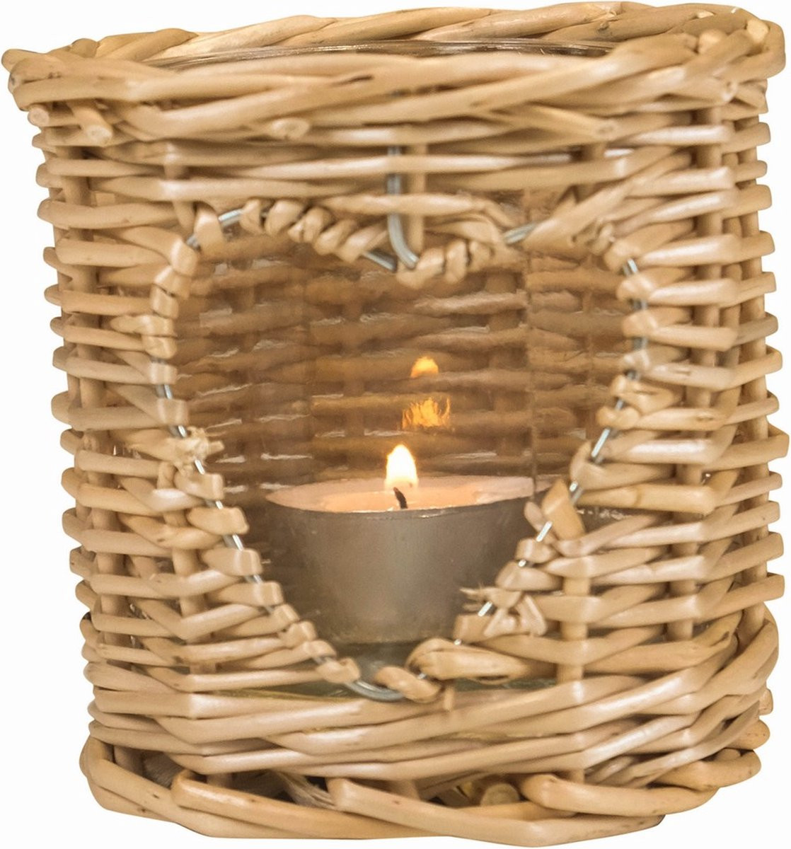 Mars & More Rotan Windlicht Hart 9 cm