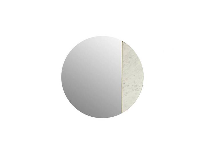 Kayoom Wandspiegel, Weiss, Glas, Stein, Holzwerkstoff, rund, 70x70x3 cm, Spiegel, Wandspiegel