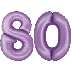 XL Folienballon lavendel Zahl 80
