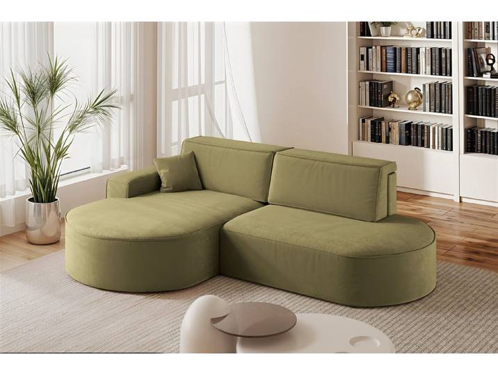 Fun Möbel Ecksofa Schlafsofa Sofa VENEDIG, Ottomane Rechts oder Links, Inkl. Bettkasten und 1 Zierkissen