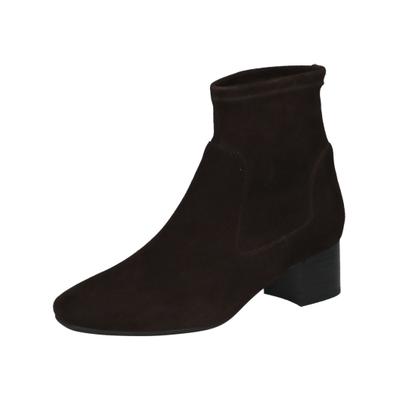 Stiefelette PETER KAISER "Peter Kaiser Stiefelette Veloursleder", Damen, Gr. 38,5, braun (dunkelbraun), Veloursleder, Schuhe Stiefelette