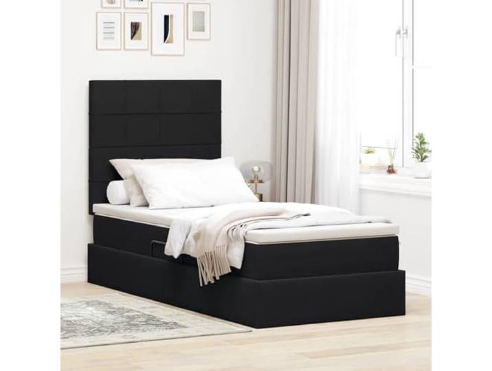 Samt Stauraumbett mit Matratze LED Beleuchtung modern 90x190 cm Schwarz Stauraumbett mit LED und Matratze Schwarz 90x190 cm Samt Bettgestell mit Kopfteil und Lattenrost