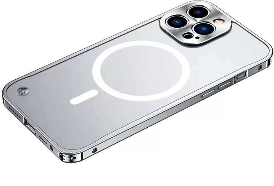 INF Élégant boîtier de protection magnétique argenté compatible avec iPhone 17 Pro Max