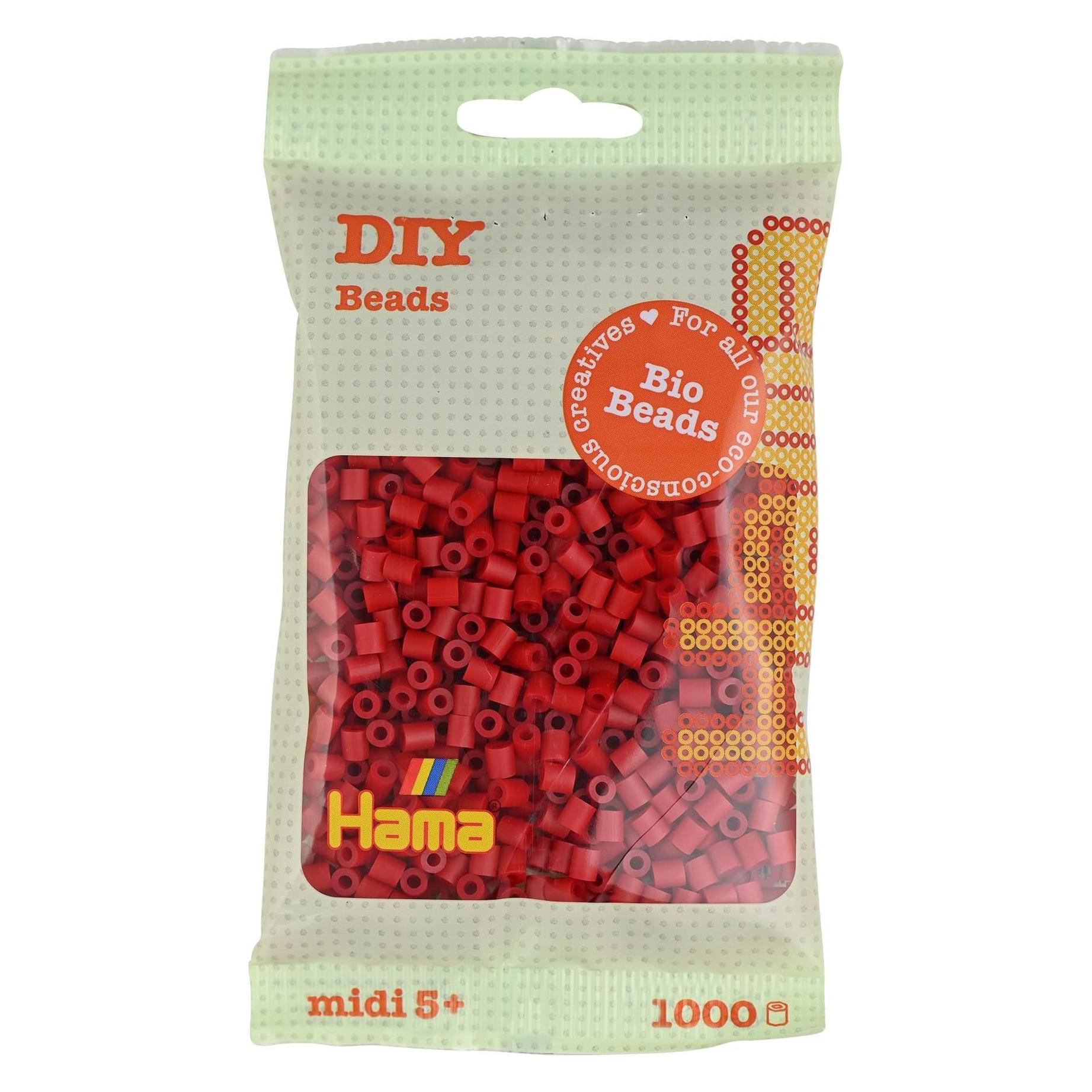 Hama Bio Bügelperlen - Dunkelrot (022), 1000 Stück. (371222)