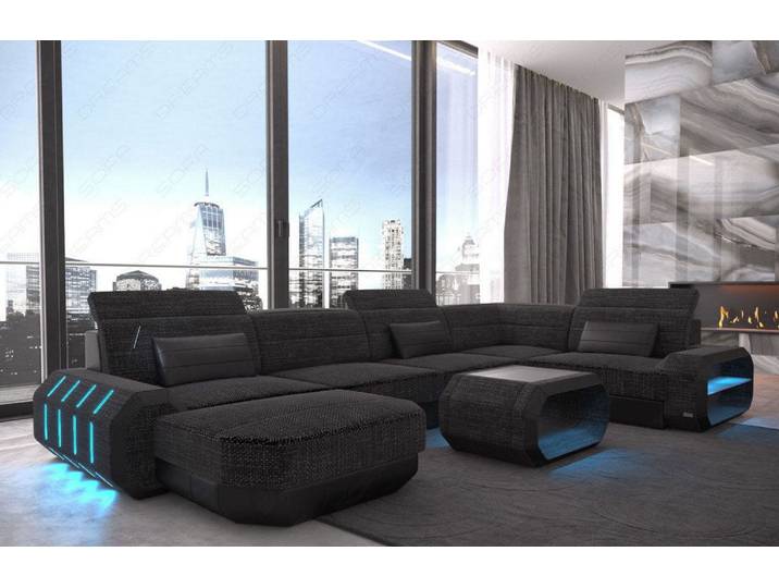 Wohnlandschaft Roma U-Form aus Stoff