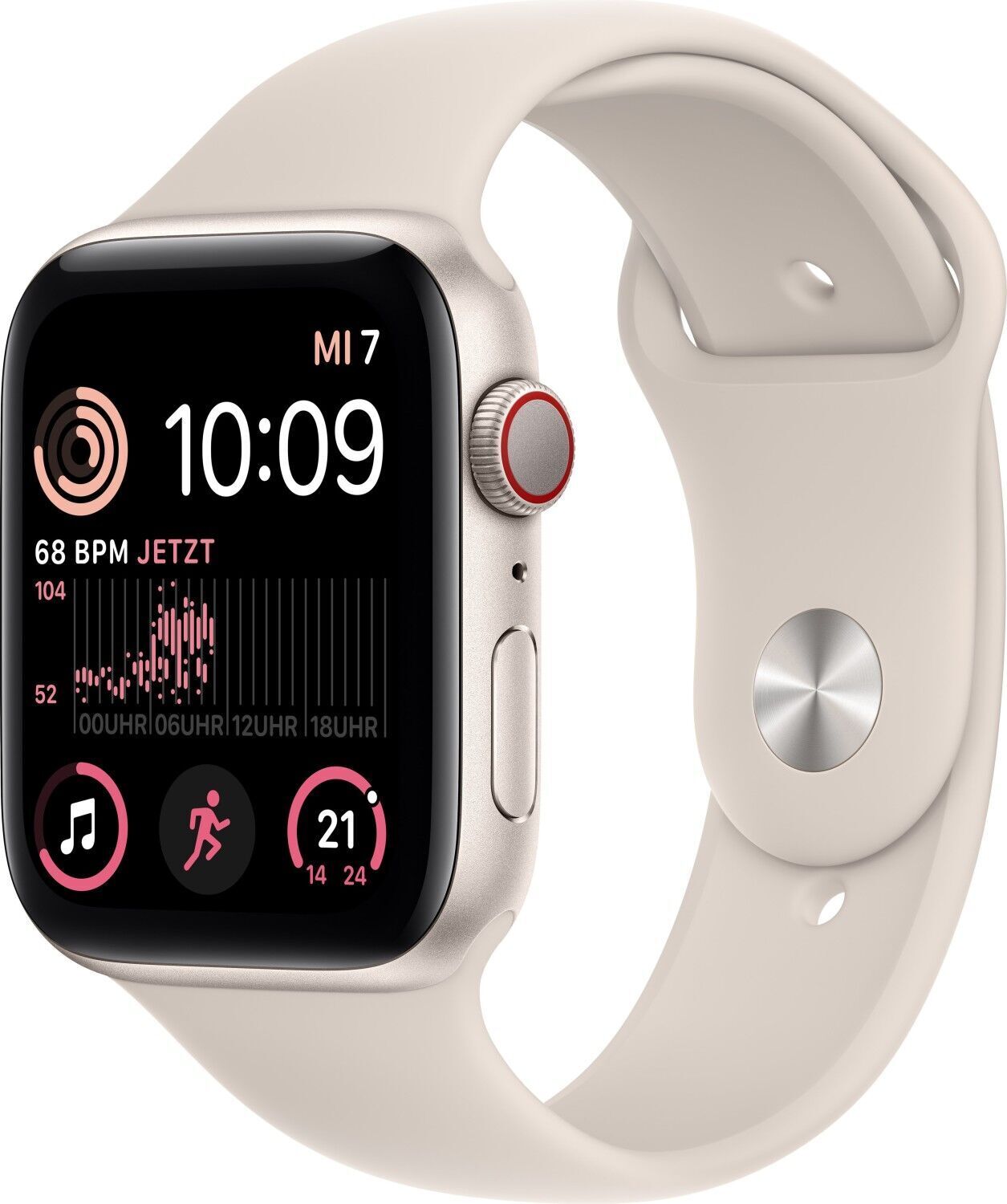 Apple Watch SE 44 mm (2022)   GPS + Cellular   Starlight   Starlight Sport Band S/M - Refurbished