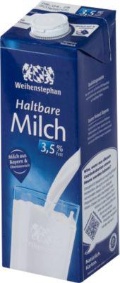 Weihenstephan H-Vollmilch, Fettgehalt 3,5 %, homogenisiert, ultrahocherhitzt, 12 x 1 l