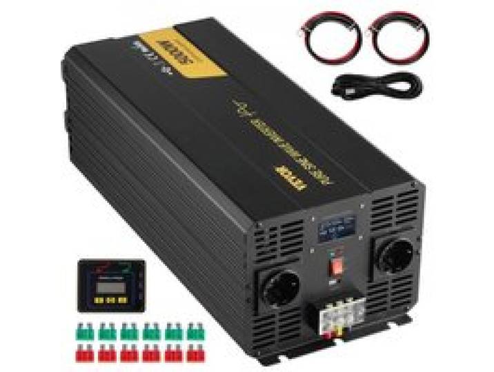 VEVOR Wechselrichter mit reiner Sinuswelle, 5000 Watt, Spannungswandler, DC 12 V auf AC 230 V Auto-Wechselrichter mit LCD-Display, USB-Anschluss und Fernbedienung, Spannungswandler für Auto, Wohnmobil, LKW, Solaranlage, Reisen, Camping