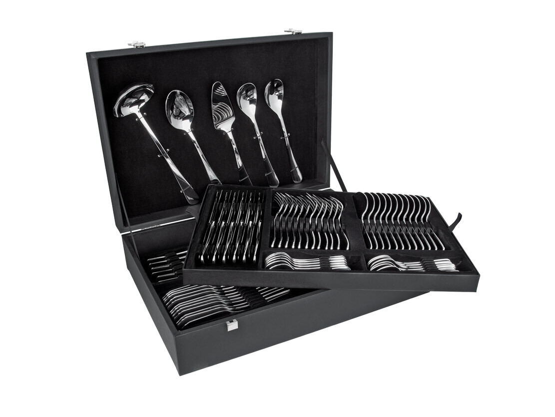 Komplettes Besteckset de. Arcos Serie Lisboa - Besteck de 113 Stück in Elegant Case de Geschenk - Monoblock de ein Stück sola Stück de Edelstahl - Silber Farbe.