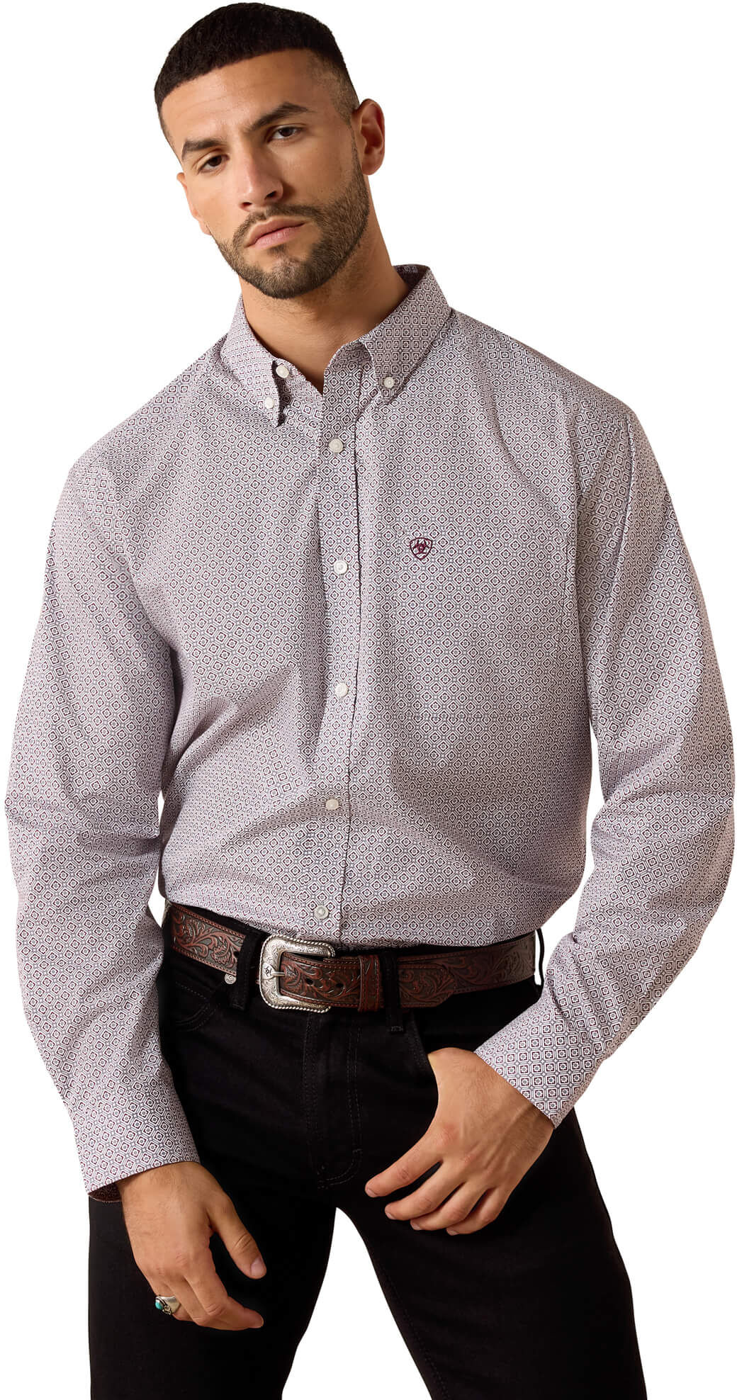 Men's Philly Classic Fit Shirt in Excalibur Geo Print, Size: Large by Ariat
