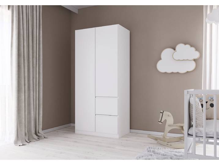 Drehtürenschrank Costa 91cm Weiß/Alpinweiß Premium