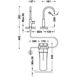 Tres Küchenarmatur mit 1 Strahl für gefiltertes Wasser , 23050401 23050401