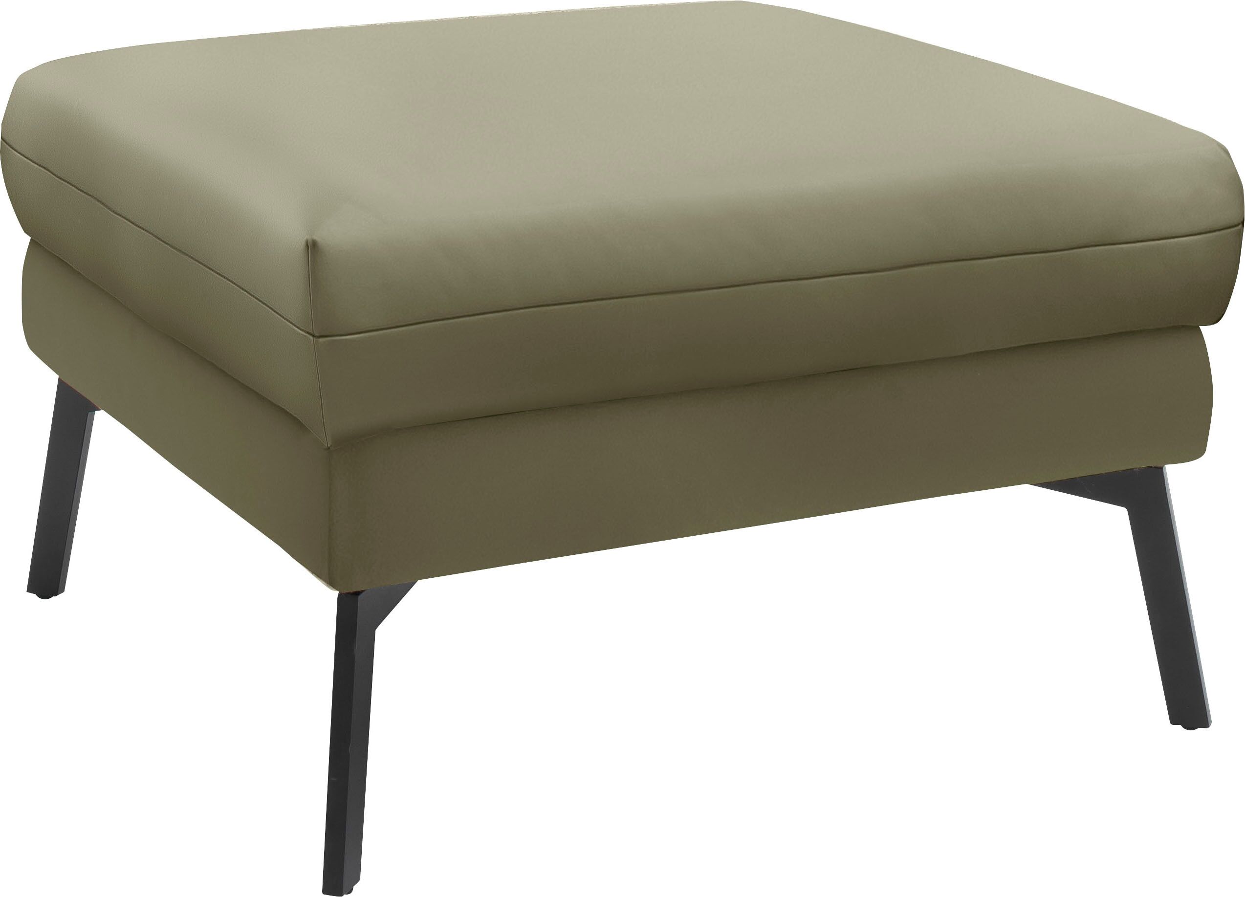 Hockerbank "Spin", grün (oliv), B:74cm H:46cm T:74cm, 100% Leder, SCHÖNER WOHNEN-KOLLEKTION, Hocker, passend zur Serie "Spin"