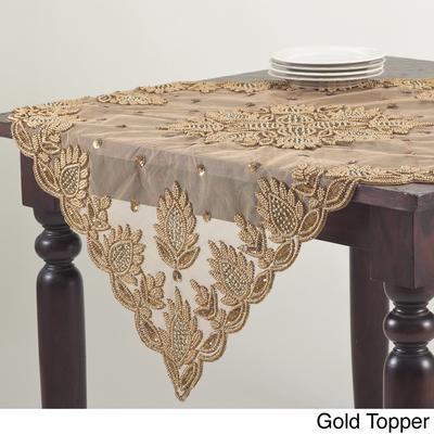 Saro Lifestyle Hand Beaded Design Table Topper or Runner
