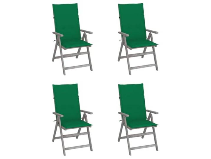 HEFZGDB Grauer Outdoor-Armlehnstuhl aus massivem Akazienholz mit 5-Fach Verstellbarer Rückenlehne und Komfort-Auflage für Garten, Terrasse und Balkon, Hochlehner Sitzmöbel bis 110 kg