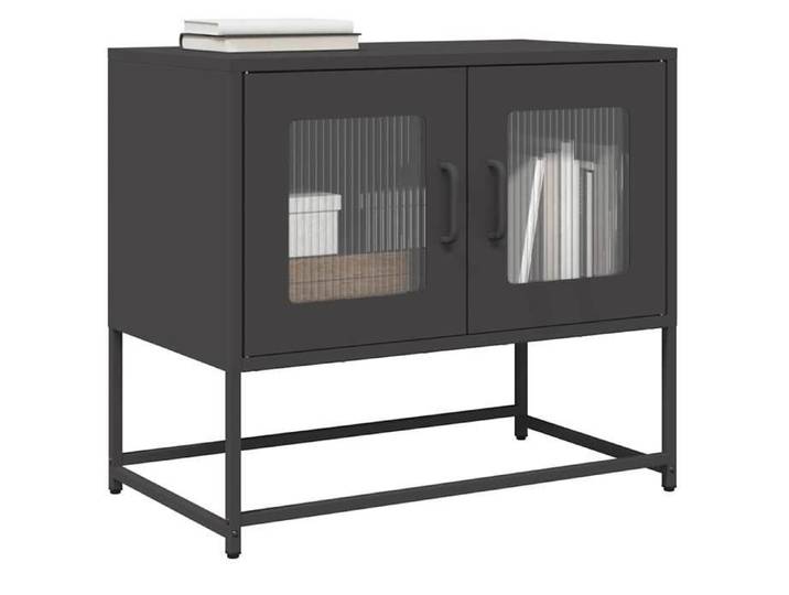 Meuble TV noir 68x39x60 5 cm acier laminé à froid banc tv meuble hifi centre de divertissement buffet tv meuble 853332