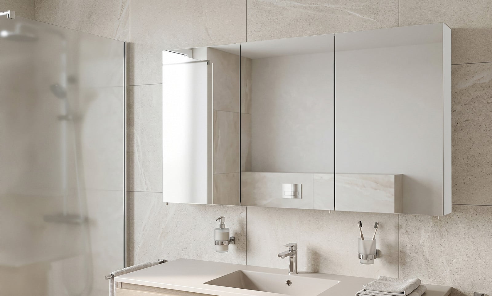home24 Spiegelkast wit met glanzende deuren voor de badkamer