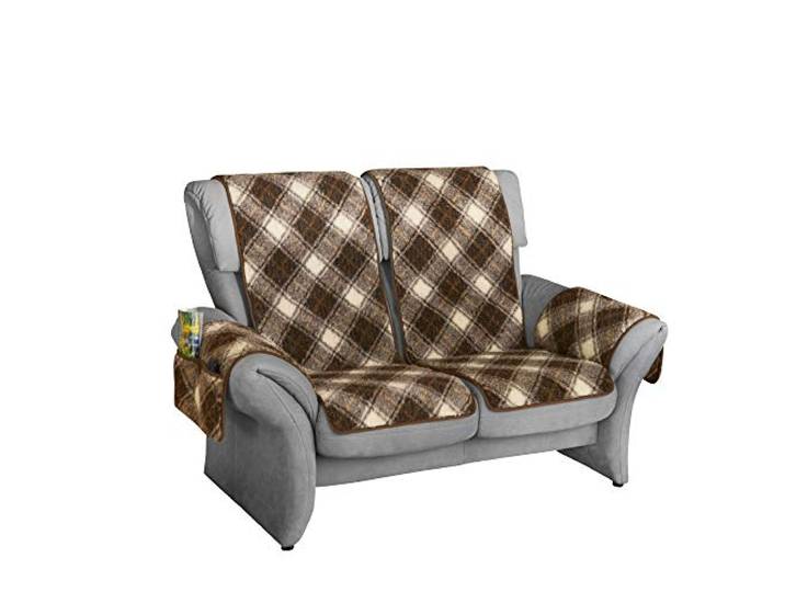 Erwin Müller Sessel- und Sofaschoner-Set 4-teilig Schurwolle braun/Natur
