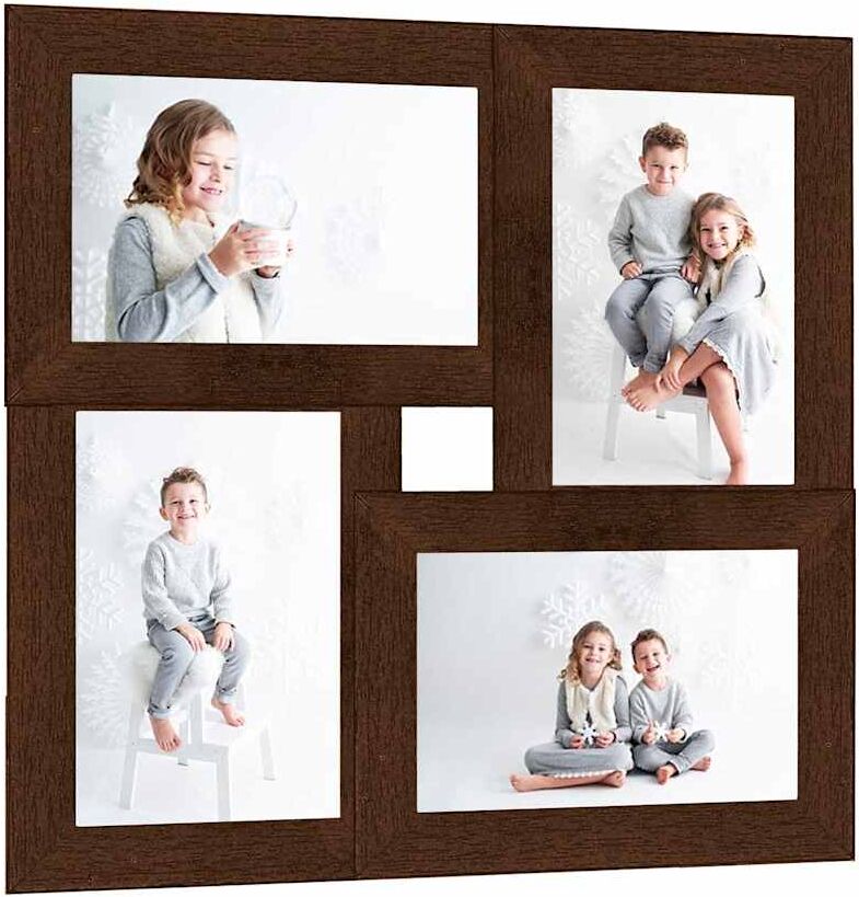 vidaXL Collage de cadres photo pour photo de 4x(13x18 cm) Marron MDF