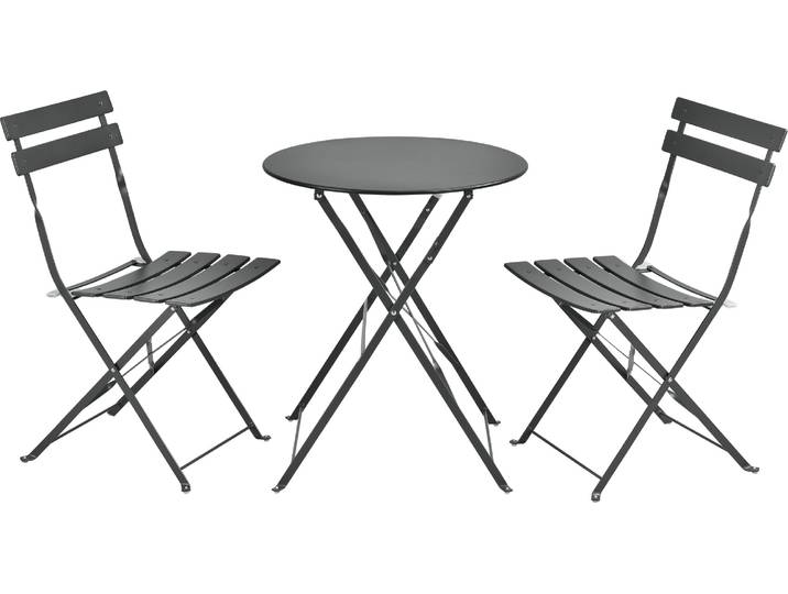 Set de bistrot 'Caprile' 3 pièces pliable acier gris foncé