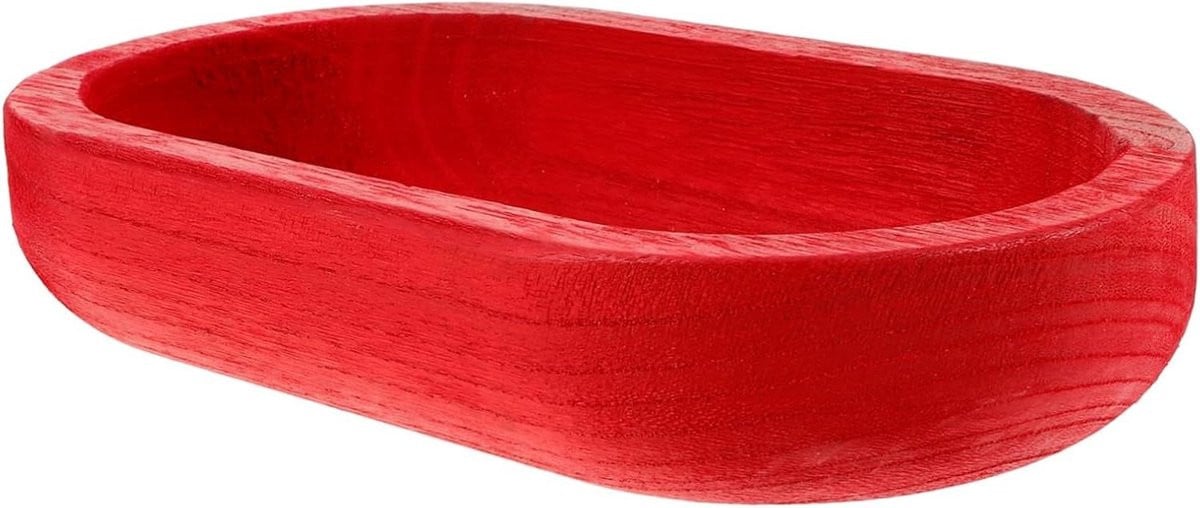 Ovaal Dienblad Serveerschaal van Hout in Rood - Lengte: 24 cm