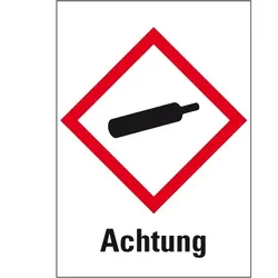 König Werbeanlagen Dreifke® Aufkleber I Gefahrensymbol Gasflasche GHS 04, Achtung, Folie, 52x74mm, GHS-Verordnung